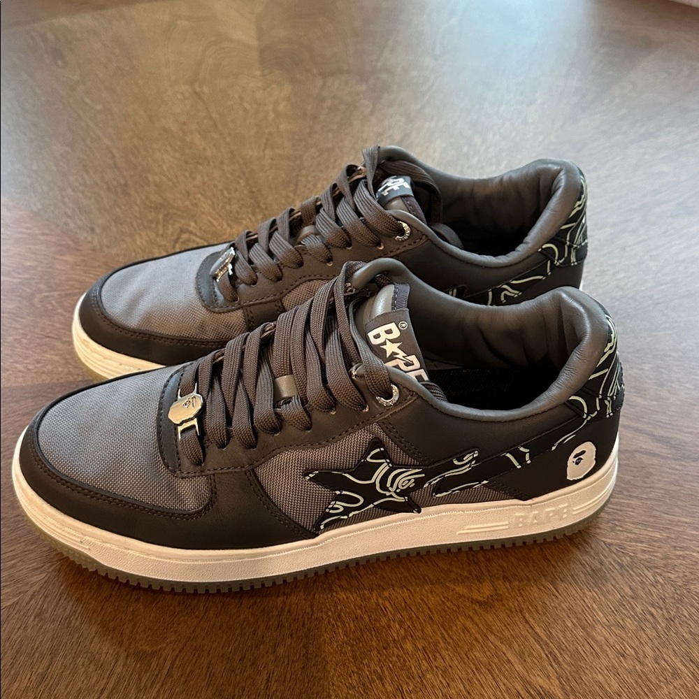 Bape Black and Gray Low-Top Sneakers
